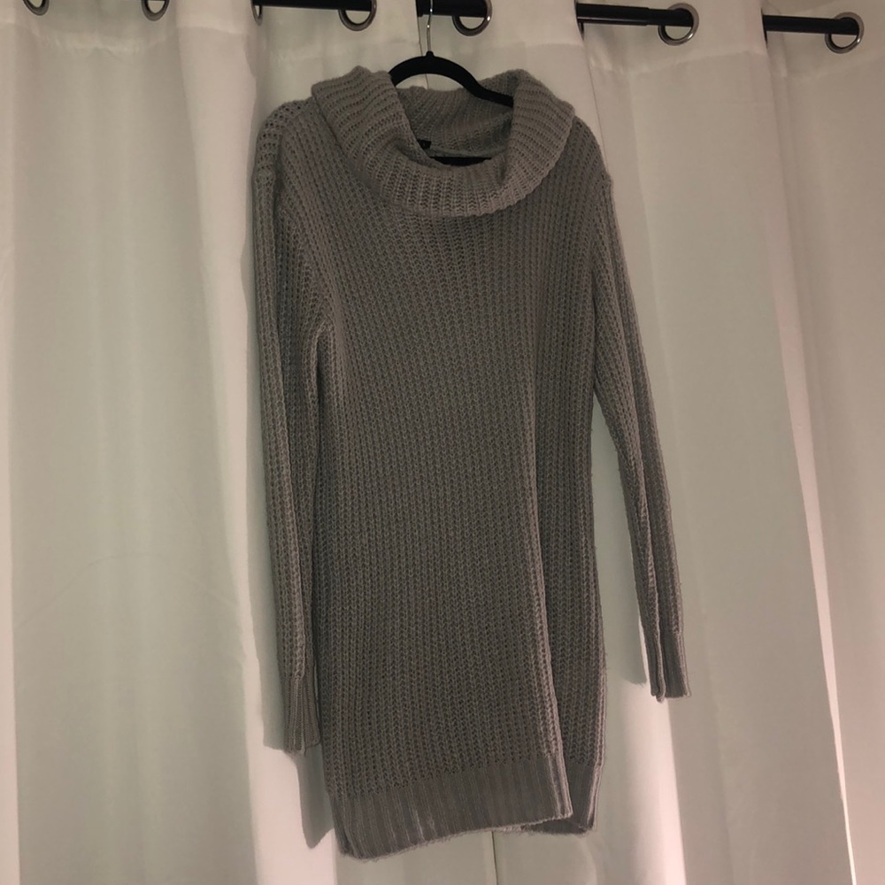 Cowl neck sweater dress